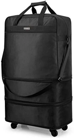 Hanke Expandable Foldable Suitcase Luggage Rolling Travel Bag Duffel Tote Bag For Men Women Lightweight Carry-on Suitcase Large Capacity Luggage With Universal Wheel(Black)