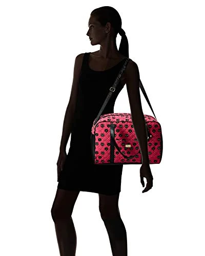 Betsey Johnson Luv CruzIn Cotton Quilted Carry On Weekender Travel Duffel Bag - Black/Blush Cat 7 Betsey Johnson Luv CruzIn Cotton Quilted Carry On Weekender Travel Duffel Bag - Black/Blush Cat - Image 7