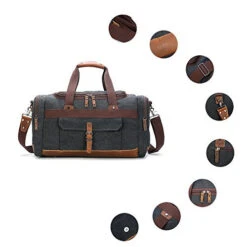 BLUBOON Travel Duffel Bag Canvas Weekender Overnight Carry-on Luggage With Genuine Leather Trim For -Samsonite Sales Store 411 2BaYsbKL