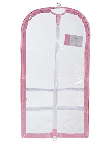 Clear Plastic Garment Bag With Pockets For Dance Competitions Danshuz - Pink 1 Clear Plastic Garment Bag With Pockets For Dance Competitions Danshuz - Pink
