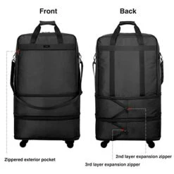 Hanke Expandable Foldable Suitcase Luggage Rolling Travel Bag Duffel Tote Bag For Men Women Lightweight Carry-on Suitcase Large Capacity Luggage With Universal Wheel(Black) -Samsonite Sales Store 416ZsNpkmFL