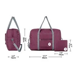 For Spirit Airlines Foldable Travel Duffel Bag Tote Carry On Luggage Sport Duffle Weekender Overnight For Women And Girls (3112 Wine Red) -Samsonite Sales Store 4192amgdExL