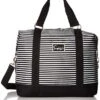 Travel Weekender Overnight Carry-on Shoulder Duffel Tote Bag (8" X 12" X 16 (Large), Black & White Stripes)