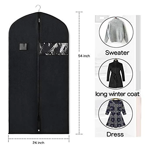 Zilink Garment Bags Suit Bags For Storage And Travel 54 Inches Breathable Dust-Proof Dress Protector Bag With Clear Window For Suit, Dresses, Winter Coat, Pack Of 3 4 Zilink Garment Bags Suit Bags For Storage And Travel 54 Inches Breathable Dust-Proof Dress Protector Bag With Clear Window For Suit, Dresses, Winter Coat, Pack Of 3 - Image 4