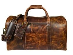 Leather Castle Genuine Vintage Men’s Duffel Sports Gym, Travel, Carry-on Luggage Bag, Light Brown -Samsonite Sales Store 41K 2BijlbL