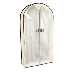 Smart Design Canvas Gusseted Suit Garment Bag W/ Cedar & Zipper - VentilAir Mesh Material - For Suits, Coats, Shirts, & Pants Storage Organization - (42 X 24 Inch) [Clear]