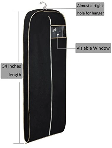 MISSLO Breathable 54" Suit Dress Black Garment Bag Gusseted, 2 Pack 4 MISSLO Breathable 54" Suit Dress Black Garment Bag Gusseted, 2 Pack - Image 4