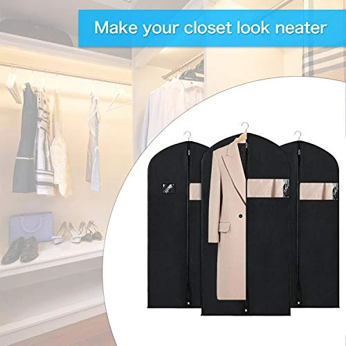 Zilink Garment Bags Suit Bags For Storage And Travel 54 Inches Breathable Dust-Proof Dress Protector Bag With Clear Window For Suit, Dresses, Winter Coat, Pack Of 3 3 Zilink Garment Bags Suit Bags For Storage And Travel 54 Inches Breathable Dust-Proof Dress Protector Bag With Clear Window For Suit, Dresses, Winter Coat, Pack Of 3 - Image 3