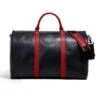 Project 11 Garment Weekender Black Leather With Red Accents Bag By Hook & Albert