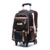 C-Xka Nylon Rolling Backpack Carry-On Luggage Travel Duffel Bag Wheeled Book Bag Detachable Dual