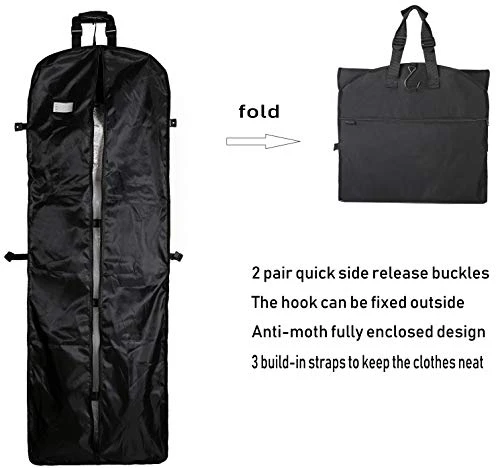 Magictodoor 60" Garment Bag Tri-Fold Gown Length W/Hanging Hook Large Pocket Destination Bag 4 Magictodoor 60" Garment Bag Tri-Fold Gown Length W/Hanging Hook Large Pocket Destination Bag - Image 4
