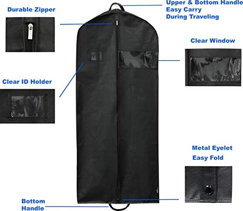 Simplehousware 60-Inch Heavy Duty Garment Bag For Suits, Tuxedos, Dresses, Coats 5 Simplehousware 60-Inch Heavy Duty Garment Bag For Suits, Tuxedos, Dresses, Coats - Image 5