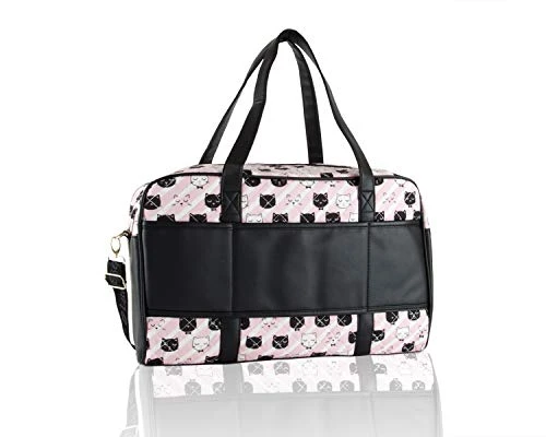 Betsey Johnson Luv CruzIn Cotton Quilted Carry On Weekender Travel Duffel Bag - Black/Blush Cat 3 Betsey Johnson Luv CruzIn Cotton Quilted Carry On Weekender Travel Duffel Bag - Black/Blush Cat - Image 3