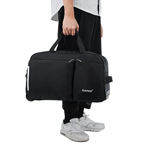 Rolling Duffel Bag, Water Repellent Wheeled Duffel Carry On Luggage 20inch Black 2 Rolling Duffel Bag, Water Repellent Wheeled Duffel Carry On Luggage 20inch Black - Image 2