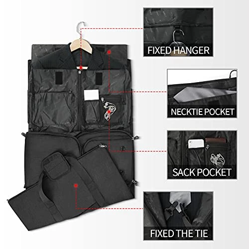 Carry On Garment Bags Convertible Suit Bag With Shoes Compartment Waterproof 2 In 1 Travel Duffle Bag Large Garment Bags Garment Duffle Bag For Men Black 4 Carry On Garment Bags Convertible Suit Bag With Shoes Compartment Waterproof 2 In 1 Travel Duffle Bag Large Garment Bags Garment Duffle Bag For Men Black - Image 4