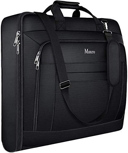 Garment Bags For Travel, Carry On Garment Bag For Business Trips With Shoulder Strap, Mancro Waterproof Foldable Luggage Hanging Suit Bags Gift For Men Women, 2 In 1 Suitcase For Coats, Suits (Black) 1 Garment Bags For Travel, Carry On Garment Bag For Business Trips With Shoulder Strap, Mancro Waterproof Foldable Luggage Hanging Suit Bags Gift For Men Women, 2 In 1 Suitcase For Coats, Suits (Black)