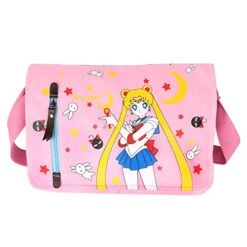 JOCHUI Canvas Anime Messenger Bag Girls Shoulder Bag Satchel School Bag Pink