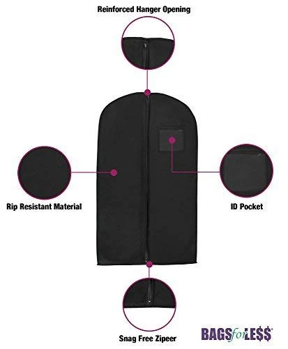 New Breathable 54" Suit/Dress Black Garment Bag By Bags For LESSTM 2 New Breathable 54" Suit/Dress Black Garment Bag By Bags For LESSTM - Image 2