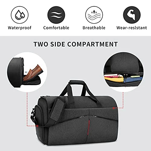 Carry On Garment Bags Convertible Suit Bag With Shoes Compartment Waterproof 2 In 1 Travel Duffle Bag Large Garment Bags Garment Duffle Bag For Men Black 2 Carry On Garment Bags Convertible Suit Bag With Shoes Compartment Waterproof 2 In 1 Travel Duffle Bag Large Garment Bags Garment Duffle Bag For Men Black - Image 2