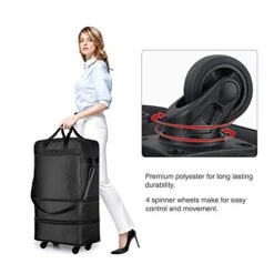 Hanke Expandable Foldable Suitcase Luggage Rolling Travel Bag Duffel Tote Bag For Men Women Lightweight Carry-on Suitcase Large Capacity Luggage With Universal Wheel(Black) -Samsonite Sales Store 41xwUn5gYmL