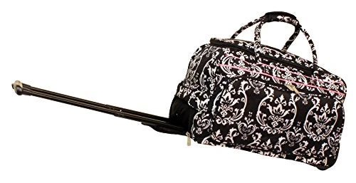 Jenni Chan Damask Deluxe Carry-All Rolling Duffel, Black/Pink, One Size 2 Jenni Chan Damask Deluxe Carry-All Rolling Duffel, Black/Pink, One Size - Image 2