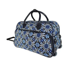 Exotic Wild Floral Medallion Motif Rolling Lightweight Carry On Duffel Bag, Modern Graphic Tribal -Samsonite Sales Store 51398OF8iNL