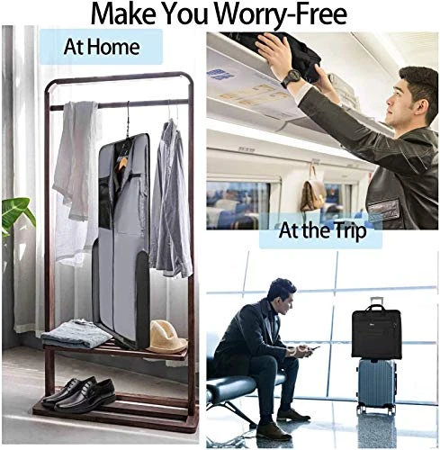 Garment Bags For Travel, Carry On Garment Bag For Business Trips With Shoulder Strap, Mancro Waterproof Foldable Luggage Hanging Suit Bags Gift For Men Women, 2 In 1 Suitcase For Coats, Suits (Black) 2 Garment Bags For Travel, Carry On Garment Bag For Business Trips With Shoulder Strap, Mancro Waterproof Foldable Luggage Hanging Suit Bags Gift For Men Women, 2 In 1 Suitcase For Coats, Suits (Black) - Image 2
