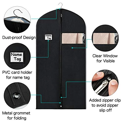 Zilink Garment Bags Suit Bags For Storage And Travel 54 Inches Breathable Dust-Proof Dress Protector Bag With Clear Window For Suit, Dresses, Winter Coat, Pack Of 3 2 Zilink Garment Bags Suit Bags For Storage And Travel 54 Inches Breathable Dust-Proof Dress Protector Bag With Clear Window For Suit, Dresses, Winter Coat, Pack Of 3 - Image 2