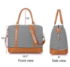 Women Ladies Canvas Weekender Bag Overnight Carry-on Tote Duffel In Trolley Handle (Black Stripe) -Samsonite Sales Store 51Hpy2nyTvL