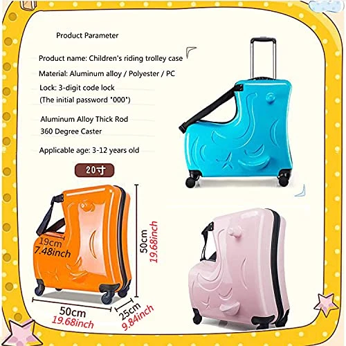 LYNICESHOP 20" Kids Suitcase Luggage Kids Ride On Suitcase Children Travel Suitcase With Sturdy Spinner Wheels, Good Idea For Kids School Suitcase Increase Travel Fun—Orange 8 LYNICESHOP 20" Kids Suitcase Luggage Kids Ride On Suitcase Children Travel Suitcase With Sturdy Spinner Wheels, Good Idea For Kids School Suitcase Increase Travel Fun—Orange - Image 8