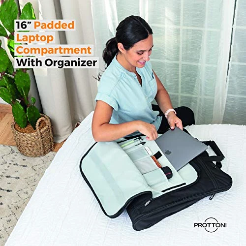 Prottoni 44-Inch Suit Carrier For Travel - Garment Suitcase With Toiletry Bag (Black + Clear Toiletry Bag, 44") 4 Prottoni 44-Inch Suit Carrier For Travel - Garment Suitcase With Toiletry Bag (Black + Clear Toiletry Bag, 44") - Image 4