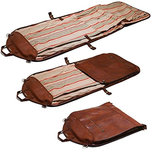 Floto Collection Brown Leather Garment Suit Bag 2 Floto Collection Brown Leather Garment Suit Bag - Image 2