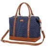BAOSHA HB-28 Ladies Women Canvas Travel Weekender Bag Overnight Carry-on Shoulder Duffel Tote Bag (Blue Dot)