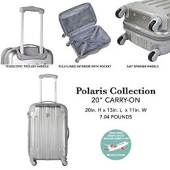 Travelers Club Polaris Hardside Metallic Spinner Luggage, Silver, Carry-On 20-Inch -Samsonite Sales Store 51azVFfNlSL