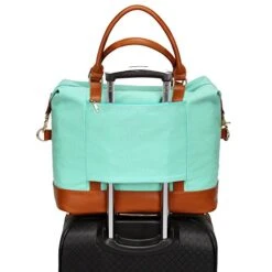 Women Ladies Canvas Travel Weekender Bag Overnight Carry-on Tote Shoulder Bag Duffel In Trolley