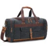 BLUBOON Travel Duffel Bag Canvas Weekender Overnight Carry-on Luggage With Genuine Leather Trim For