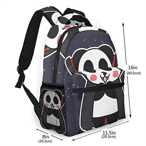 Hiking Work Walking Cycling Backpack Daypack Lightweight Polyester Multipurpose Anti-Theft Rucksacks Big Capacity Bookbag, Cute Funny Vampire Panda Stars 2 Hiking Work Walking Cycling Backpack Daypack Lightweight Polyester Multipurpose Anti-Theft Rucksacks Big Capacity Bookbag, Cute Funny Vampire Panda Stars - Image 2