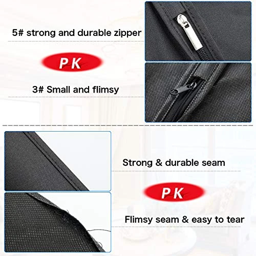 Zilink Garment Bags Suit Bags For Storage And Travel 54 Inches Breathable Dust-Proof Dress Protector Bag With Clear Window For Suit, Dresses, Winter Coat, Pack Of 3 5 Zilink Garment Bags Suit Bags For Storage And Travel 54 Inches Breathable Dust-Proof Dress Protector Bag With Clear Window For Suit, Dresses, Winter Coat, Pack Of 3 - Image 5