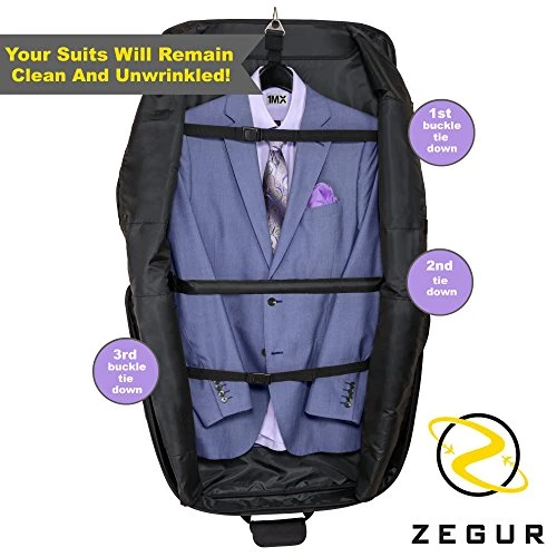 ZEGUR Suit Carry On Garment Bag For Travel & Business Trips With Shoulder Strap (Black) 3 ZEGUR Suit Carry On Garment Bag For Travel & Business Trips With Shoulder Strap (Black) - Image 3
