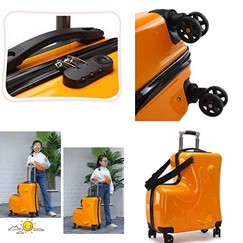 LYNICESHOP 20" Kids Suitcase Luggage Kids Ride On Suitcase Children Travel Suitcase With Sturdy Spinner Wheels, Good Idea For Kids School Suitcase Increase Travel Fun—Orange 7 LYNICESHOP 20" Kids Suitcase Luggage Kids Ride On Suitcase Children Travel Suitcase With Sturdy Spinner Wheels, Good Idea For Kids School Suitcase Increase Travel Fun—Orange - Image 7