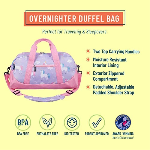 Wildkin Kids Overnighter Duffel Bags For Boys & Girls, Measures 18 X 9 X 9 Inches Duffel Bag For Kids, Carry-On Size & Ideal For School Practice Or Overnight Travel, BPA-free (Unicorn) 8 Wildkin Kids Overnighter Duffel Bags For Boys & Girls, Measures 18 X 9 X 9 Inches Duffel Bag For Kids, Carry-On Size & Ideal For School Practice Or Overnight Travel, BPA-free (Unicorn) - Image 8