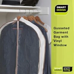 Smart Design Canvas Gusseted Suit Garment Bag W/ Cedar & Zipper - VentilAir Mesh Material - For Suits, Coats, Shirts, & Pants Storage Organization - (42 X 24 Inch) [Clear] -Samsonite Sales Store 51trr7EDtJL