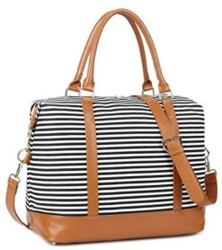 Women Ladies Canvas Weekender Bag Overnight Carry-on Tote Duffel In Trolley Handle (Black Stripe) -Samsonite Sales Store 51uMXwlDs5L