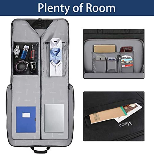 Garment Bags For Travel, Carry On Garment Bag For Business Trips With Shoulder Strap, Mancro Waterproof Foldable Luggage Hanging Suit Bags Gift For Men Women, 2 In 1 Suitcase For Coats, Suits (Black) 6 Garment Bags For Travel, Carry On Garment Bag For Business Trips With Shoulder Strap, Mancro Waterproof Foldable Luggage Hanging Suit Bags Gift For Men Women, 2 In 1 Suitcase For Coats, Suits (Black) - Image 6