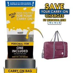 For Spirit Airlines Foldable Travel Duffel Bag Tote Carry On Luggage Sport Duffle Weekender Overnight For Women And Girls (3112 Wine Red) -Samsonite Sales Store 51z 2Bw7s 2BqHL