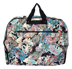 Fashionable Travel Garment Bags With Extended Hanger - Custom Embroidery Available (Multi Paisley)