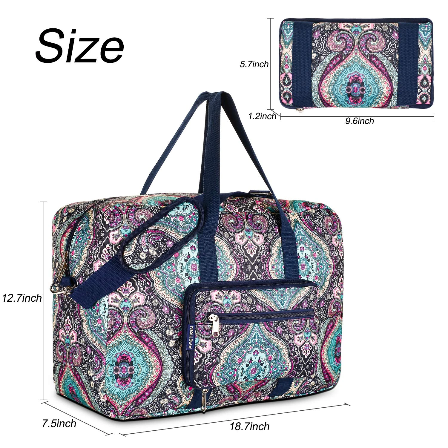 Travel Foldable Waterproof Duffel Bag - Lightweight Carry Storage Luggage Tote Duffel Bag. (Green Floral) 6 Travel Foldable Waterproof Duffel Bag - Lightweight Carry Storage Luggage Tote Duffel Bag. (Green Floral) - Image 6