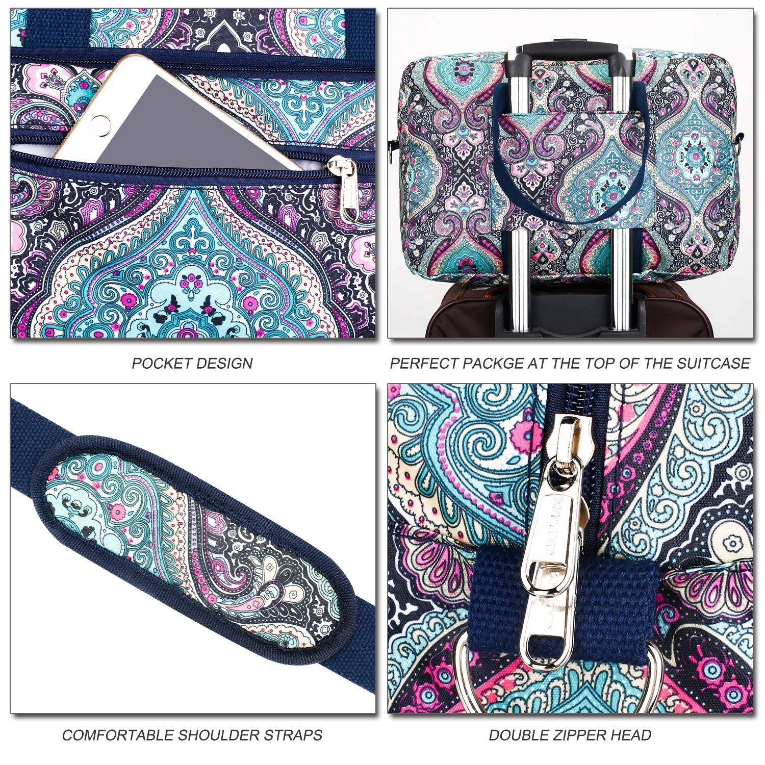 Travel Foldable Waterproof Duffel Bag - Lightweight Carry Storage Luggage Tote Duffel Bag. (Green Floral) 5 Travel Foldable Waterproof Duffel Bag - Lightweight Carry Storage Luggage Tote Duffel Bag. (Green Floral) - Image 5