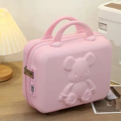 Cartoon Bear Mini Portable Carrying Suitcase Waterproof 14 Inch Gift -Samsonite Sales Store Cartoon Bear Mini Portable Carrying Suitcase Waterproof 14 Inch Gift Cosmetic Box Small Boarding Case Travel
