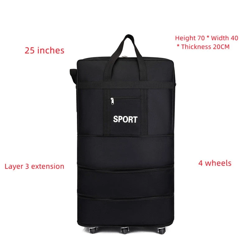 Luggage Bag With Wheels Expandable Folding Oxford Trolley Suitcase 5 Luggage Bag With Wheels Expandable Folding Oxford Trolley Suitcase - Image 5